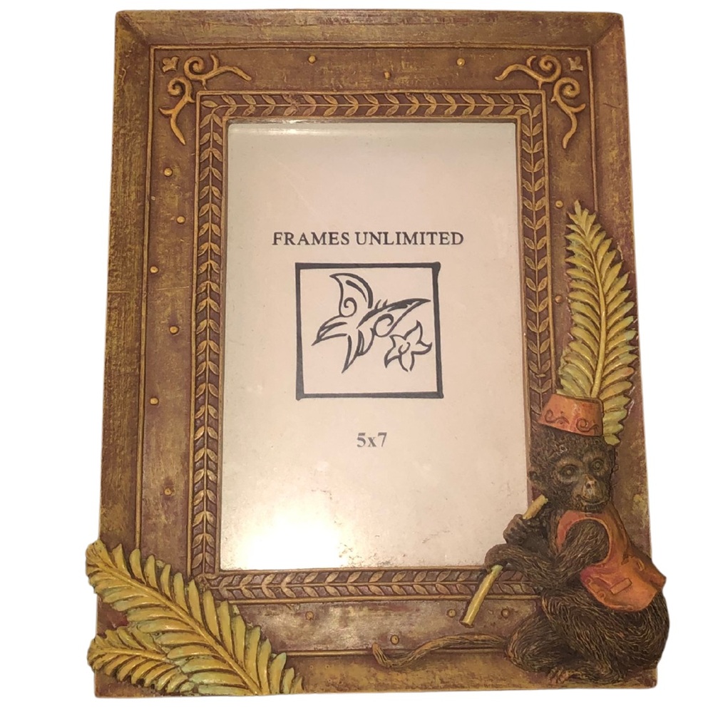 EVC 1999 Picture Frame, 5x7 Holder, Rare Jungle Theme Monkey Design